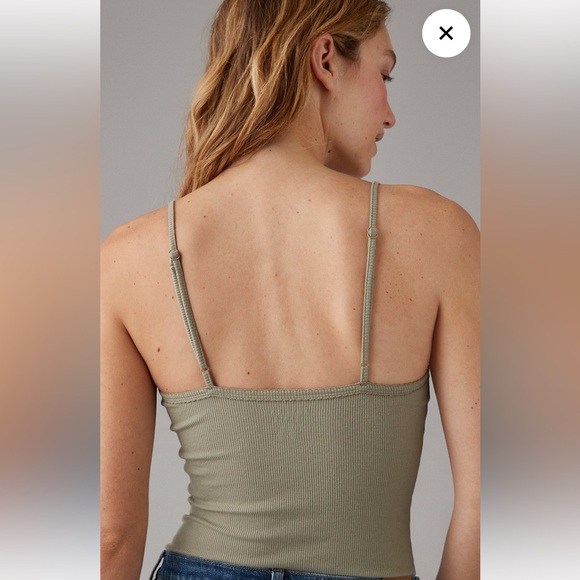 American Eagle, NWT, lace trim adjustable strap bodysuit, olive, XL - Picture 4 of 10